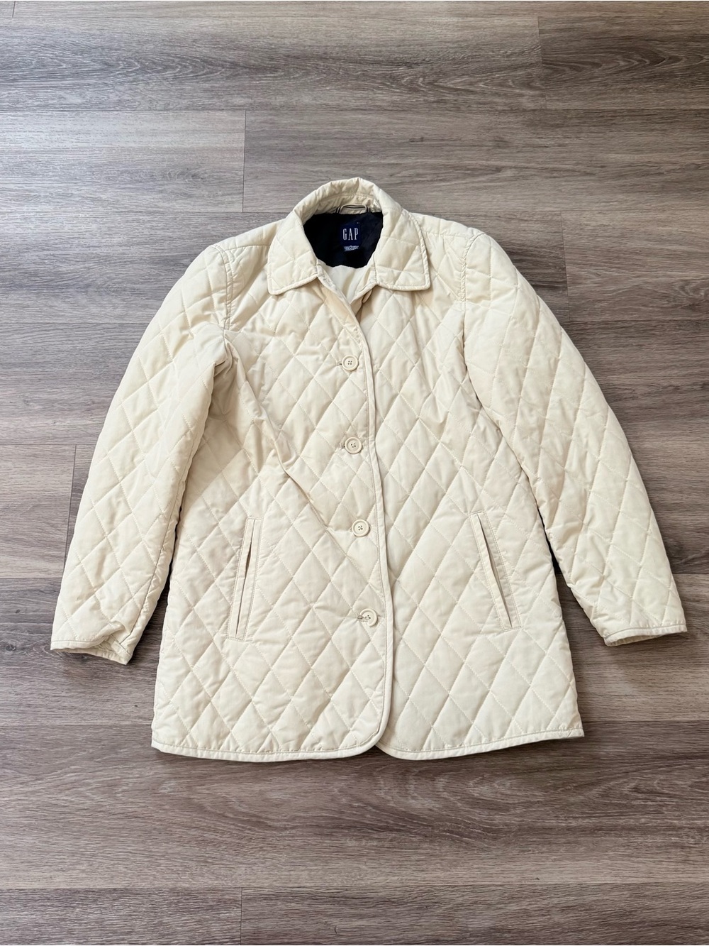 GAP Women's Quilted Cream Button-Front Jacket